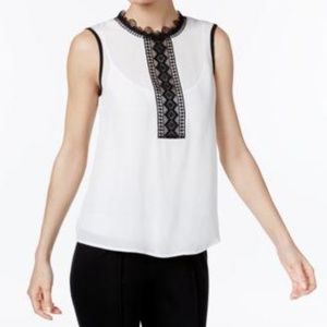 YYIGAL Lace-Trim Blouse WhiteBlack M